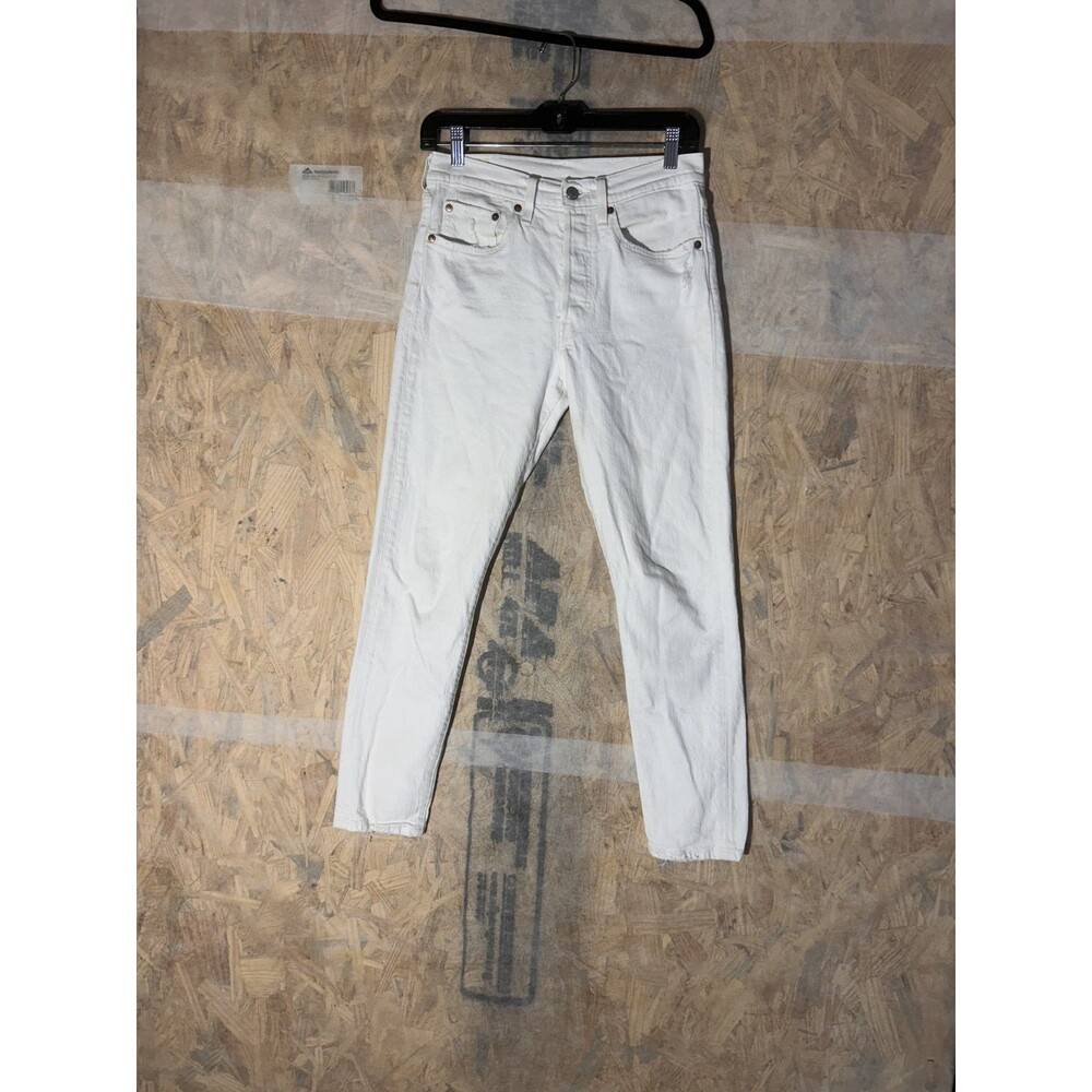 Levis 501 White Jeans 26x28 Button Fly Pants Jeans Women’s Rough Hem White Pants